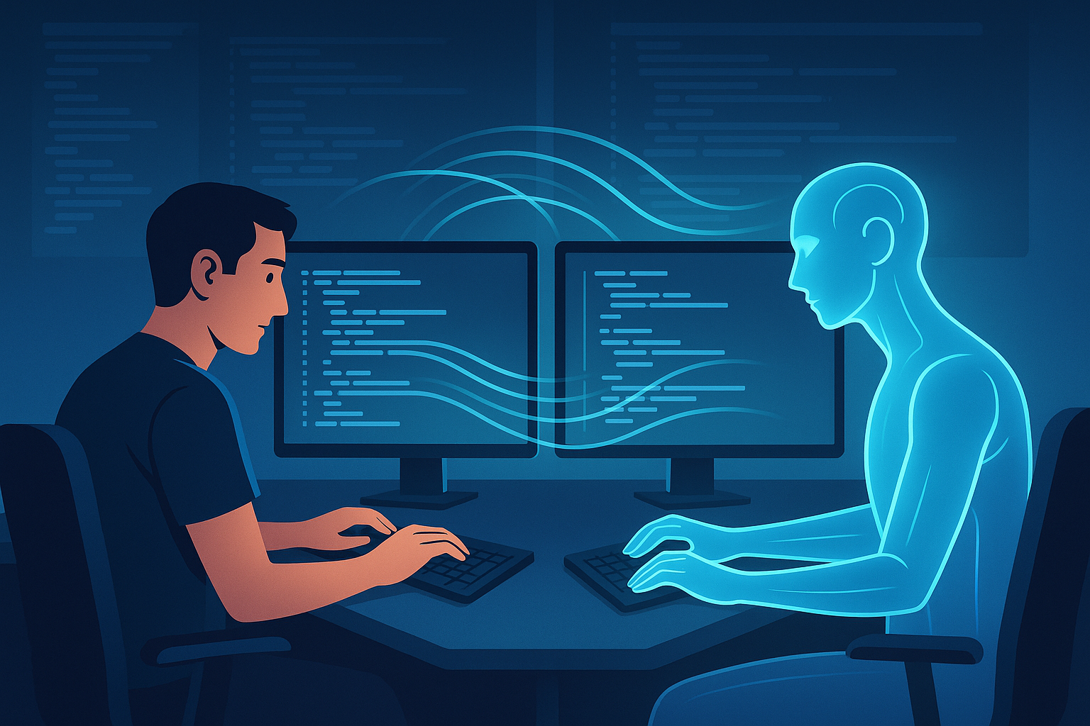 Human working with AI